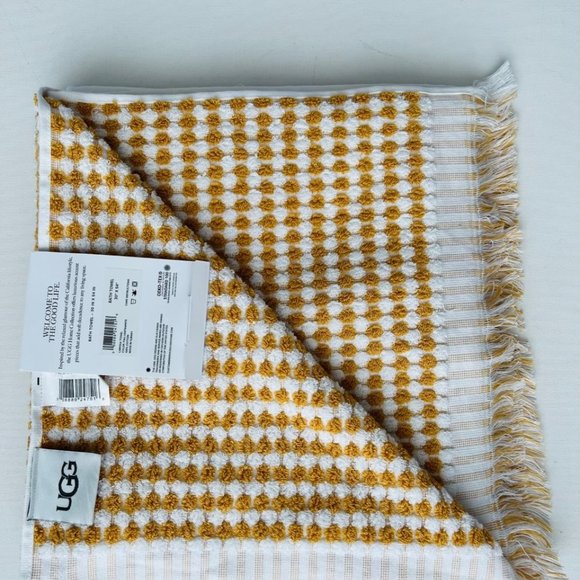 UGG Larissa Fringed Bath Towel Fall Leaf & White  30" x 54" - Picture 2 of 3